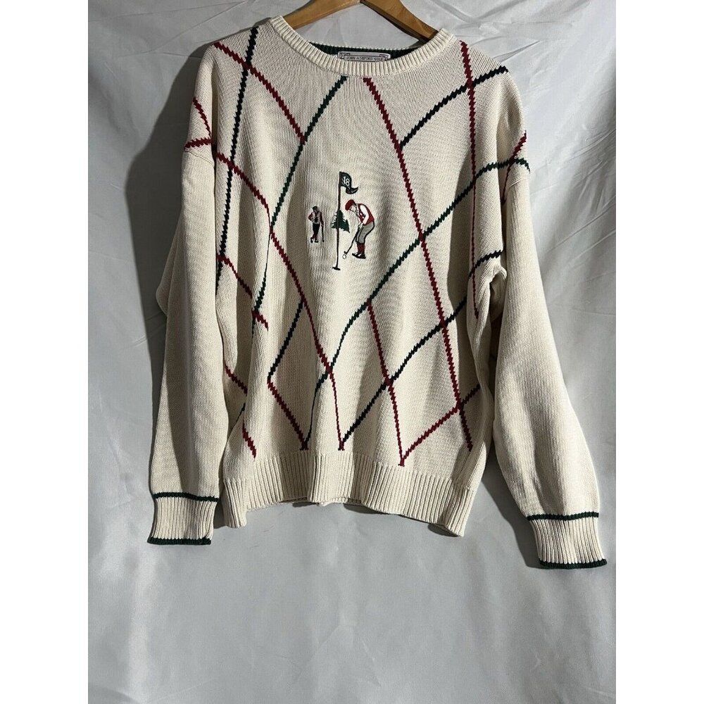 1 John Ashford Golf 100% Cotton Pullover  Vtg Sweater Preppy Y2K Men's  XL